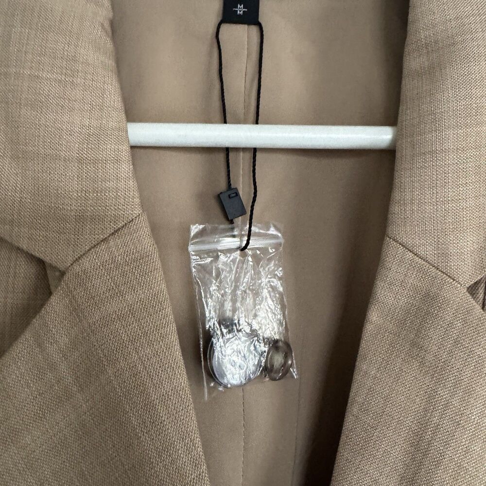 NEW Express Blazer Women's Tan Beige Sz M Cropped Double Breasted Shoulder Pads - Picture 5 of 16